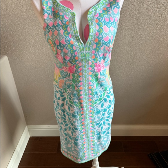 Lily Pulitzer Sigrid Caribbean Citrus Engineered Pique Knit Shift Dress, Size 2 - Picture 4 of 7